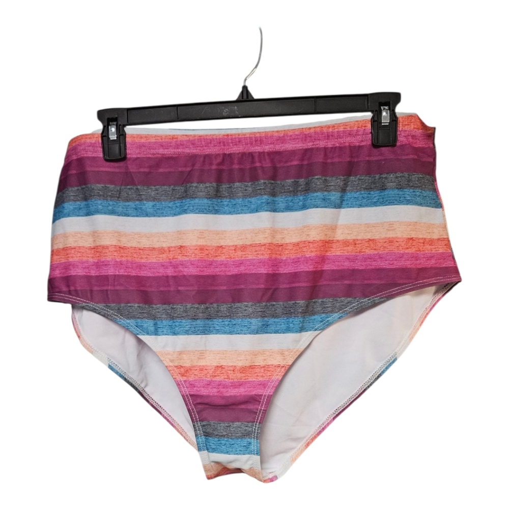 BloomChic Striped High-Waist Swim Bottom